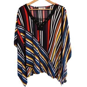 Cato Woman Size 3X or 26/28W Colorful Striped  Top